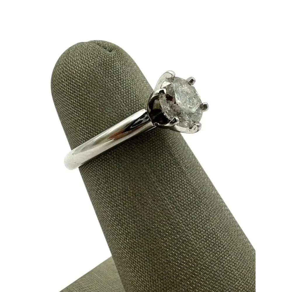 14K White Gold Diamond 1.2cttw Salt & Pepper Solitaire Ring (5)